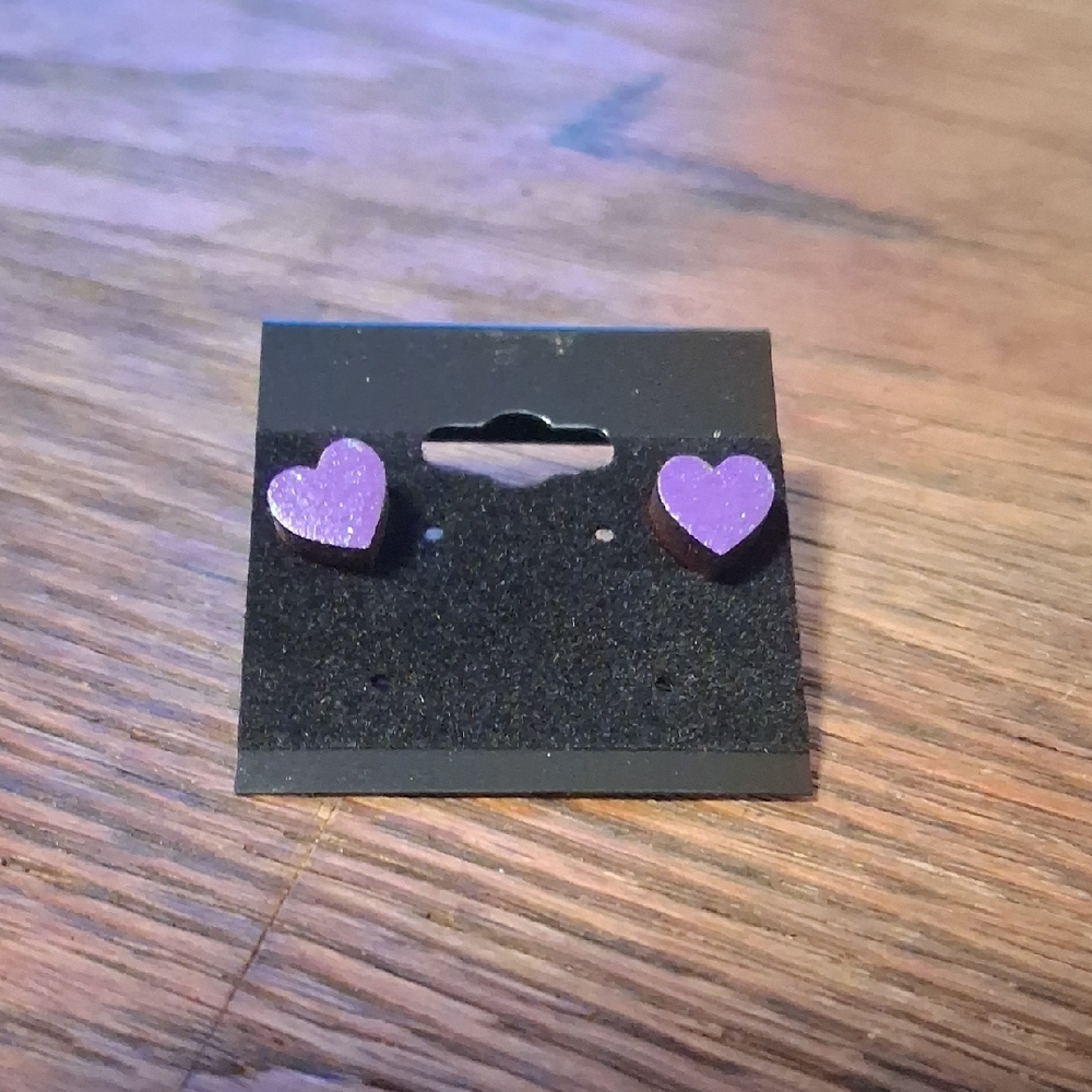 Purple Heart Stud Earrings